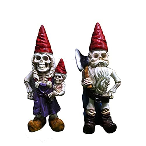 Image of Chiyyak Resin Sculpture Gray Horror Gnome Skeleton Couple Garden Statue