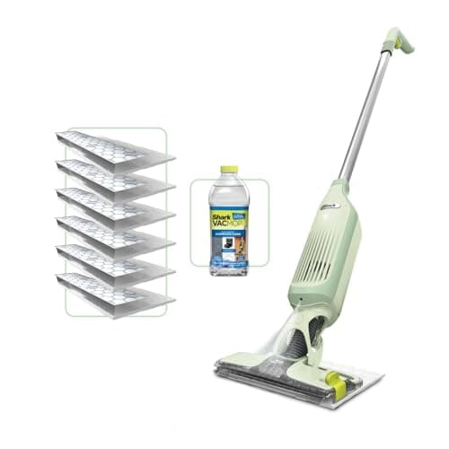 Image of Shark VacMop 2-in-1 Cordless Hard Floor Vacuum Spray Mop, 6x Disposable Pad Refills, 355ml Multi-Surface Floor Cleaner, Lightweight 1.5kg, Maintenance-Free Disposable Pads, Lime Green, VM200UKGN