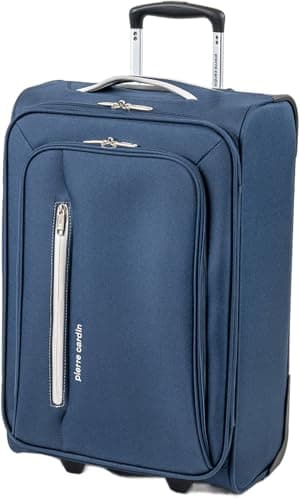 Image of Pierre Cardin Cion Soft Sided Luggage with Stress Tested Durable Wheels, Telescopic Drag Handle Suitcase with Packing Straps CL610M (Small, Navy & Grey)
