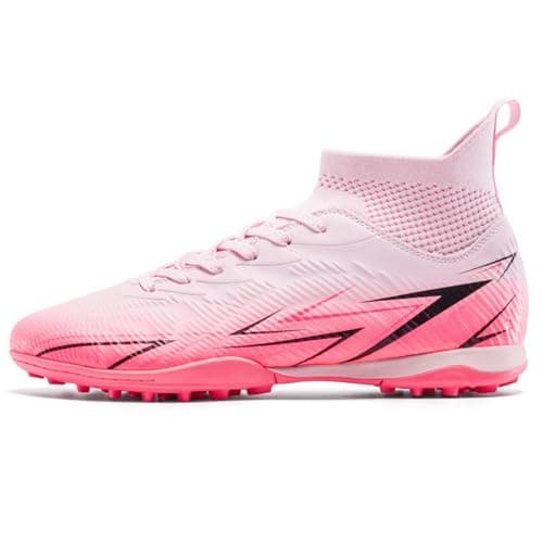 Image of Football Boots Girls Boys Astro Turf Football Boots Kids Professional Football Trainers Intdoor Soccer Sport Shoes Pink