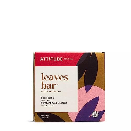 Image of ATTITUDE Body Scrub Bar, Natural Origin, Gentle Exfoliator for Body and Foot, Nourishes and Softens Skin, Bamboo Powder & Shea Butter, EWG Verified & Vegan, Sandalwood, 113 g
