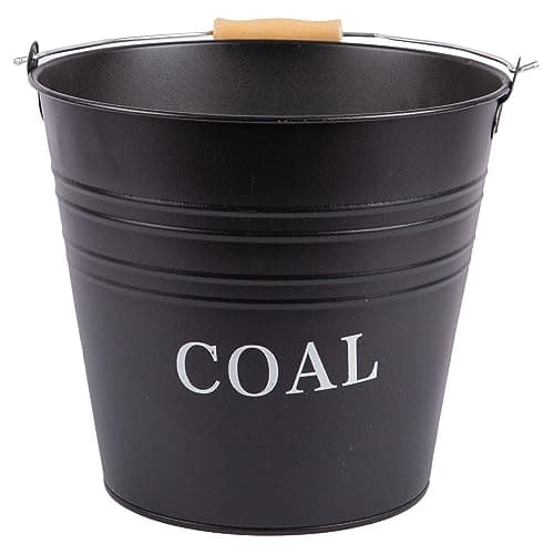 Image of 1x Black 12L Cast Iron Coal Bucket - Metal Fireside Fireplace Log Fire Wood Burner Ash Scuttle Storage Companion - by Blackspur