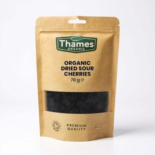 Image of Organic Dried Sour Cherries Pitted, Sun Dried, Tart Cherry - No Additives, No Preservatives, Unsulphured, Vegan, GMO Free - All Natural - Thames Organic 70g