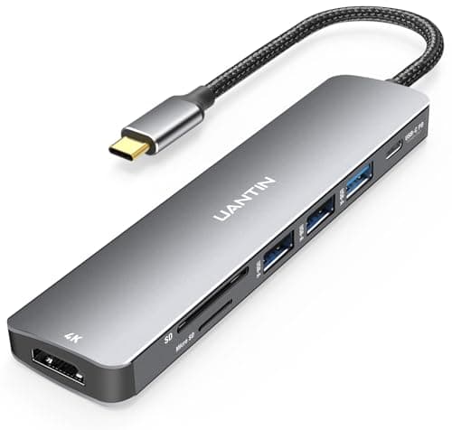 Image of UANTIN USB C Hub 7 in 1 Multiport Adapter with 4K HDMI Dongle, 100W PD, SD/TF Card Reader, 3 USB-A, USBC Docking Station for MacBook Mac Pro/Air, Dell, HP, ASUS, Acer and Other Type C Laptops