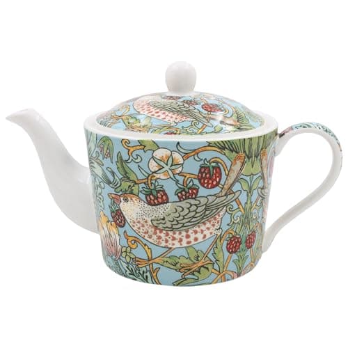 Image of The Leonardo Collection William Morris Strawberry Thief Tea Pot 600ml for Home & Kitchen | Decorative Tea Pots Gift for Women & Men | Durable Fine China Teapot for Daily Use