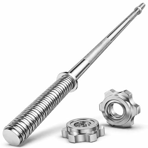 Image of FK Sports Standard Barbell 1” inch Spinlock Weight Lifting Bar 2 Collars 4ft 5ft 6ft 7Ft (6ft)