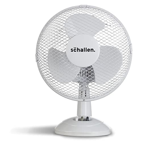 Image of Schallen Small 9" Portable Desk Table Oscillating Cooling Fan with 2 Speed Setting & Quiet Operation (White)