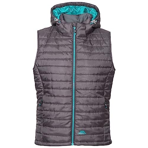 Image of Trespass Womens Gilet Aretha - Lightly Padded with Bubble Stitching, 2 Low Profile Zip Pockets, Hem Adjusters, Inner Storm Flap, Contrast Lining and Front Zip, Detachable Hood with Stud Fastenings