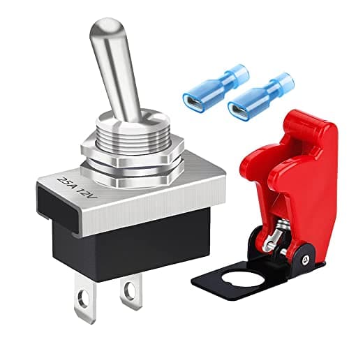 Image of Gebildet Metal Toggle Switch 25A 12VDC/15A 24VDC/10A 250VAC/ 15A 125VAC SPST ON/Off 2Pin 2 Position Rocker Switch with Safety Cover for Auto Car KN3D-101