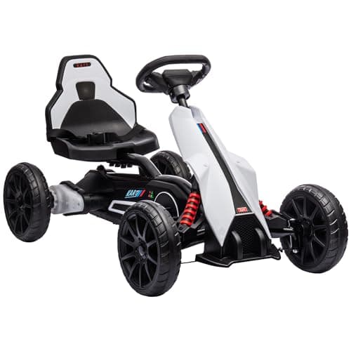 Image of HOMCOM Electric Go Kart for Kids, 12V Battery Powered Drift Kart with Dual Speed, Forward and Reverse, Safety Belt for Boys and Girls, Ages 3-8 Years, White
