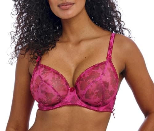 Image of Freya Women's Rose Blossom Underwire Plunge Bra, Red Rose, 36E