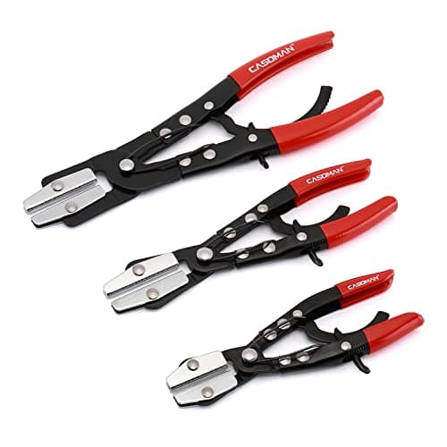 Image of CASOMAN 3PC Hose Pincher Pliers Set, Locking Ratcheting Hose Pinch Off Pliers for Automotive Hose Lines, Radiator Lines, Fuel Lines, Coolant Lines