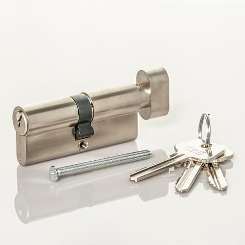 Image of TSS Satin Chrome Thumb Turn Euro Cylinder Lock, Euro Door Barrel Lock with Anti-Drill & Anti-Pick Protection. Suitable for All Door Types. (50mm Turn Side x 40mm External (90mm Total))