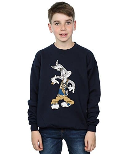 Image of LOONEY TUNES Boys Bugs Bunny Rapper Sweatshirt 9-11 Years Navy Blue