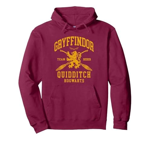 Image of Harry Potter Gryffindor Quidditch Arch Pullover Hoodie, Adult Unisex, Burgundy, Medium