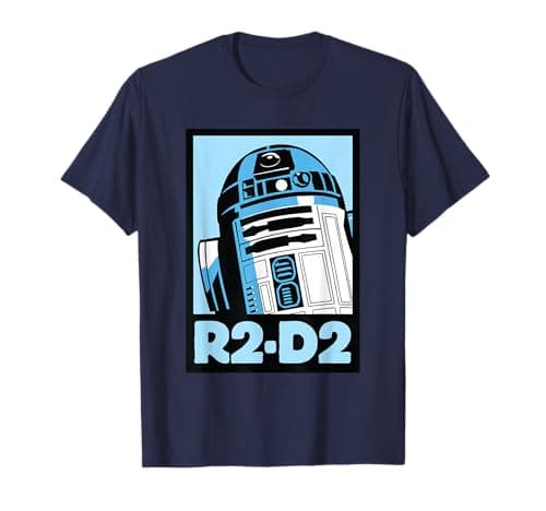 Image of Star Wars R2D2 Poster T-Shirt - Star Wars, Boys, Unisex-Adults, Short Sleeve, Blue, S