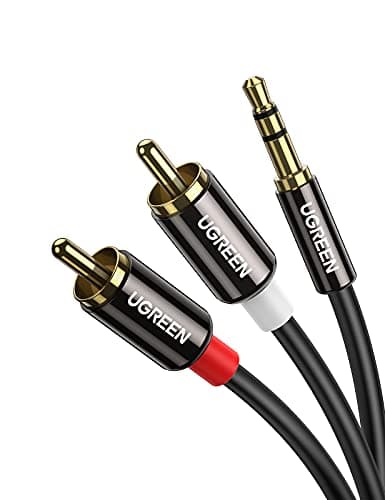 Image of UGREEN 3.5mm to RCA Cable, Male to Aux Adapter, HiFi Sound Headphone Jack Adapter, Metal Shell Y Splitter, Aux Cord, 1/8 to RCA Connector for Phone, Speaker, MP3, Tablet, HDTV 2M