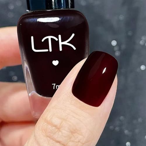 Image of Dark Red Nail Polish - Burgundy Nail Polish Quick Dry - High Glossy & Fast Drying Maroon nail polish - Vegan, Non Toxic, Natural Nail Varnish Red, No Need Curing