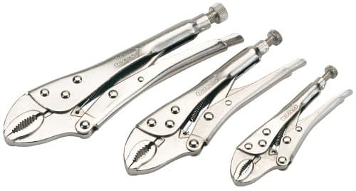 Image of Draper 3 Piece Plier Set 140mm,185mm 220mm | Self Grip Hand Tool Kit | Carbon Steel Curved Jaw Pliers | 14040