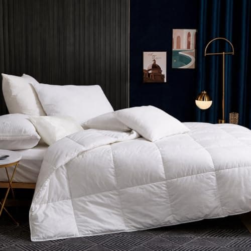 Image of BedFabtasy Double Duvet 4.5 Tog｜Luxury Goose Feathers Down Summer Duvet｜100% Cotton Cover & Down Proof Fabric｜Hotel Quality Double Quilt with 8 Corner Tabs｜Machine Washable
