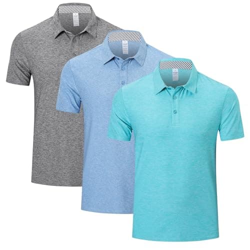Image of Cimic Polo Shirts for Men Adult Short Sleeve Golf Polo T Shirts Mens 3 Pack Work Casual Gym Tennis Workout Breathable Quick Dry Tops(P8010-BBG-M)