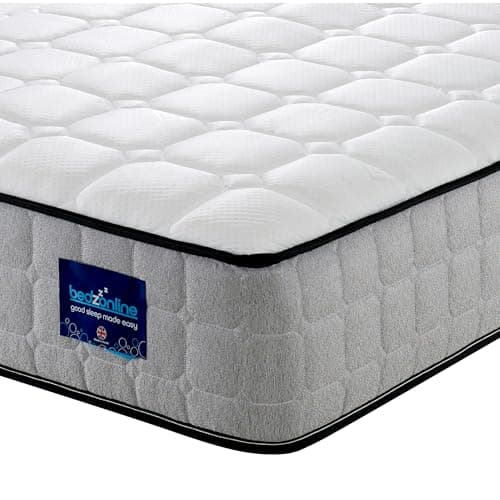 Image of BEDZONLINE Orthopaedic Memory Foam & Spring Mattress - 4ft Small Double (190 x 120 x 20 cm) | Ergonomic Pressure Relief | Thick Medium Firmness & Open Coil Sleep Support | UK Made & Hypoallergenic