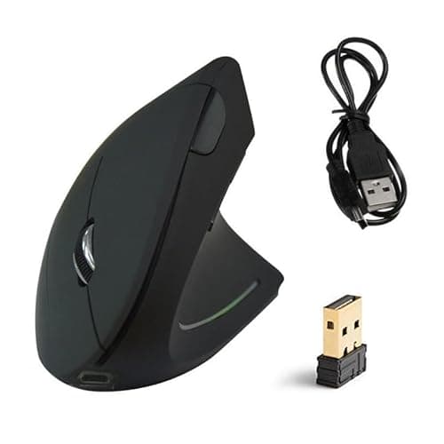Image of ISMMIK Bluetooth Wireless Rechargeable Vertical Mouse (BT5.0/3.0+USB), Wireless Right handed Mouse 6-Button, Optical Mouse 4800 DPI 6 Adjustable Levels,Quiet Clicks,Wide Compatibility-Black