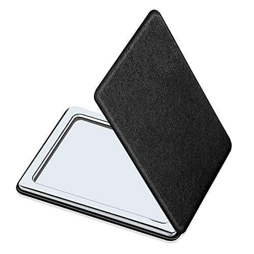 Image of Compact Mirror for Men, Women and Girls, Black Travel Folding Vanity Makeup Mirrors for Purse,Handbag and Pocket, Portable Double-Sided Magnifying Cosmetic Mirror without Distortion, Rectangular