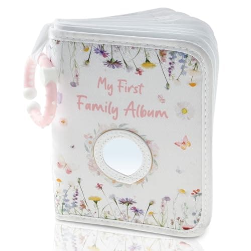 Image of Baby Photo Album Soft Book with Hook Mirror, Babys First Photo Album Hold 17 6x4 Photos Present, My First Photo Book for Family, Baby Memory Books