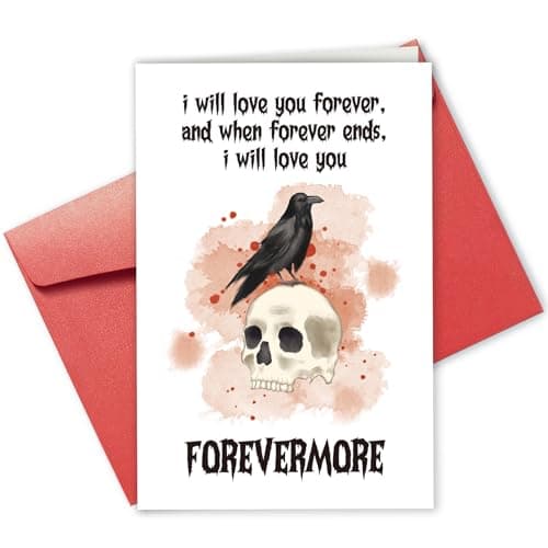 Image of Gothic Forevermore Halloween Card, Funny Birthday Card for Men Woman, Dark Humor Anniversary Card for Husband Wife, Horror Valentines Day Gift Card from Boyfriend Girlfriend