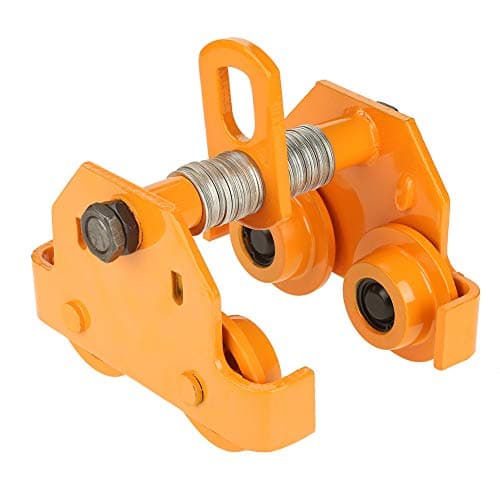 Image of Beam Trolley, 1 Ton Push Trolley Beam Adjustable Push Travel Girder Beam Trolley, Stainless Steel Push Beam Trolley Girder Trolley, for Small Hand Lifting Machinery, Yellow