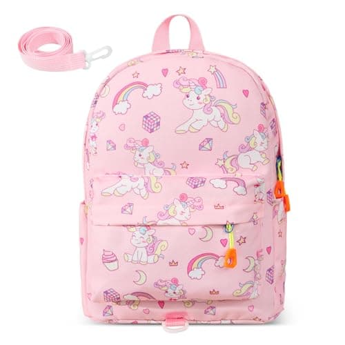 Image of Aucuu Girls' Backpack, Nylon Children Backpack, Waterproof Kawaii School Bags, Unicorn Toddler Rucksack for Kindergarten Elementary Preschool for Outdoors, School, Travel, Gifts