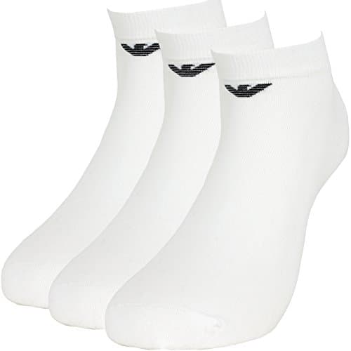 Image of Emporio Armani Underwear Men's 3-Pack In-Shoe Socks With Jacquard Eagle 3-Pack In-Shoe Socks, White, L/XL