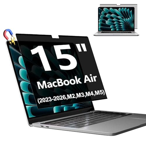 Image of FYJRCY Magnetic Privacy Screen for Macbook Air 15 Inch (2023-2026, M2, M3, M4, M5), Removable Laptop Privacy Filter Shield and Anti Glare Blue Light Screen Protector