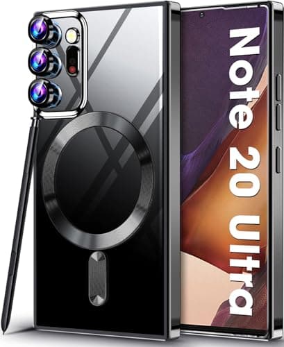 Image of for Samsung Note 20 Ultra Case Compatible with MagSafe Magnetic Case for Samsung Galaxy Note20 Ultra 5G Support Wireless Charger Clear Soft Slim TPU Shockproof Cover Protective Phone Case (Black)