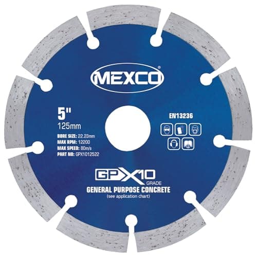 Image of Mexco GPX10 General Purpose Concrete Diamond Blade, Cutting Disc for Non-Abrasive Building Materials - 125mm, 10mm Segment Height