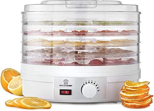 Image of MisterChef® Professional Food Dehydrator, 250W White Color Large 5 Trays – Easy Clean – Easy to use Adjustable Thermostat - BPA Free – Perfect for healthy Snacks, Free 2 Year Warranty