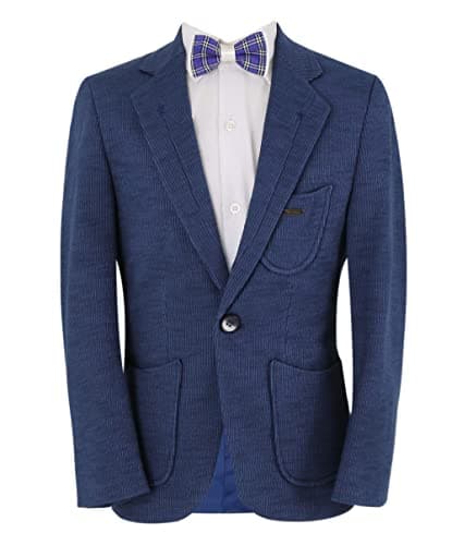 Image of SIRRI Boy’s Twill Single Breasted Slim Fit Cotton Blazer Smart Casual Formal Jacket Suit in Navy Blue Age 10 Years