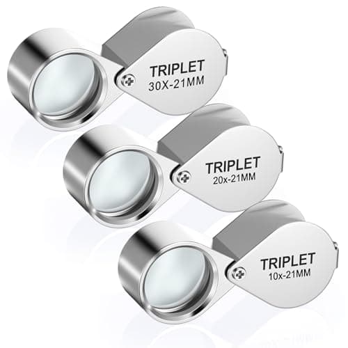 Image of 3 Pcs Jewelers Loupe - 10X, 20X, 30X Jewellers Magnifying Loop - Foldable Loupe Magnifier for Jewelry, Coins, Stamps, Watches