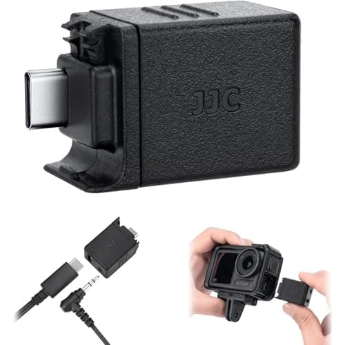 Image of JJC Osmo Action 6 5 Pro 4 Mic Adapter, 3.5mm Audio Mic Adapter for DJI Osmo Action 6/5 Pro/4, Supports Microphone Input External Microphone Converter with Type-C (for Charging) Interface for Vlogging