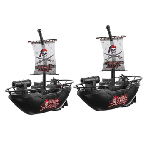Image of TOYANDONA 2Pcs Electric Pirate Ship for Fun Bathtub Playthings for Lightweight Water Boat for Interactive Learning for Bath Play and Birthday