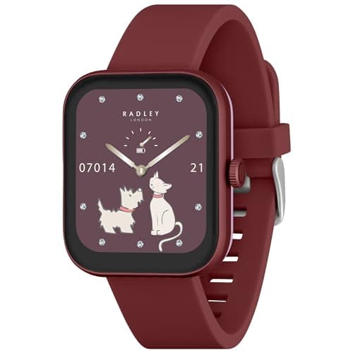 Image of RADLEY Series 32 Smart Watch for Women with Bluetooth Call, Health Fitness Tracker, 1.80”, Heart Rate, Sleep tracking, Berry Silicone Strap, IP68 Waterproof