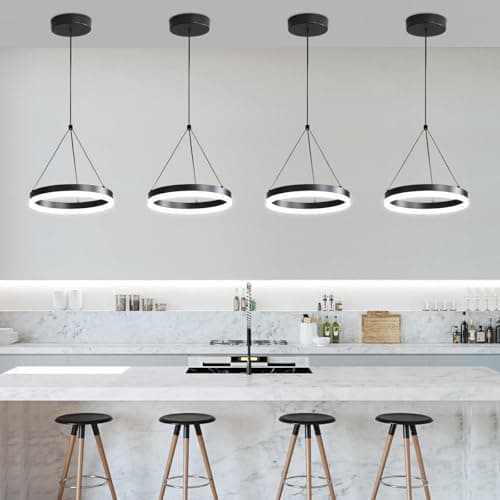Image of Mikeru 30cm Round Pendant Light, 3Pack Brightness Adjustable 10%-100%, 3000k/4500k/6500k Kitchen Island Pendant Light, Modern LED Hanging Pendant for Office, Dining Room, Living Room