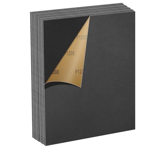 Image of MOGRQAP 12 Sheets 1200 Grits Sanding Paper, Waterproof Sandpaper 23 x 28cm Glass Grit Sand Paper for Cars Metals Walls Wood Furniture, Wet and Dry Polishing Sandpaper Sheets