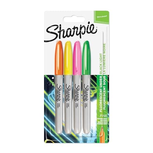 Image of Sharpie Permanent Markers | Fine Point | Assorted Neon Colours | 4 Count