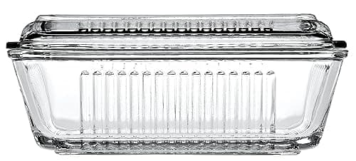 Image of Pasabahce Clear Glass Storage Serving Butter Dish with Lid