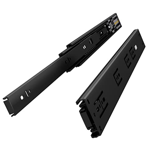 Image of VADANIA 600mm Soft Close Drawer Runners #K45 Black, 45kg Load Capacity Full Extension Ball Bearing, Side Mount, Self Close Slides for Kitchen Cabinet, Bedstand, Office Drawers, 1 Pair (2 Packs)