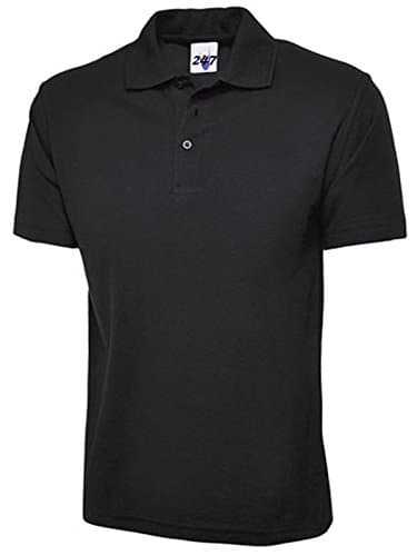 Image of 247-Clothing Ladies Loose Fit Polo Shirt Pique Plus Size 10 to 28 Unisex Premium Plain Top (UK 12-14, Black)