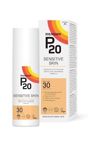 Image of RIEMANN P20 SPF30 Sensitive Sun Cream 100ml, High Level UVA Protection for up to 10 Hours, Allergy Certification, Water Resistant, Durable & Long Lasting, Sweat Resistant