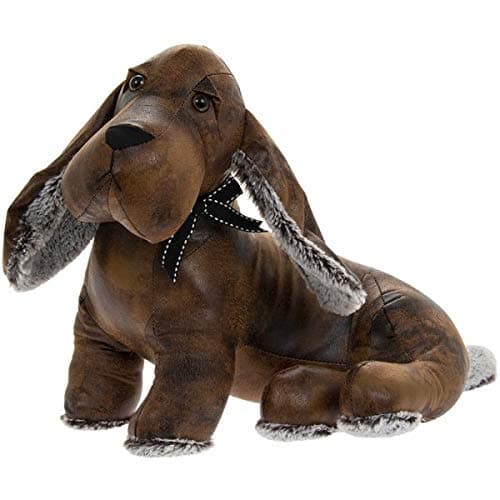 Image of Lesser & Pavey Faux Leather Sitting Dachshund Sausage Dog Doorstop